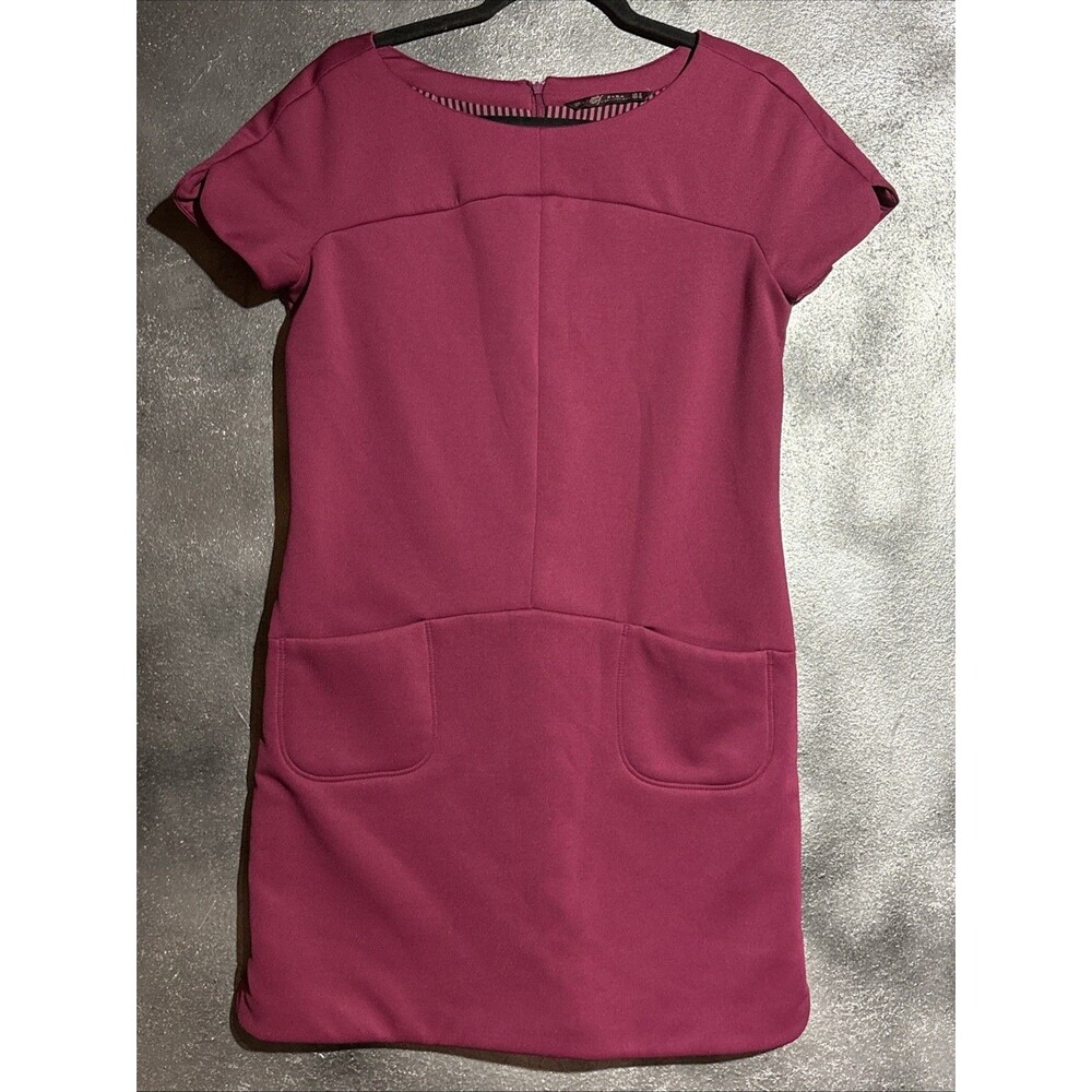 Zara Purple Dress Front Pockets 14 60’s Retro Clean Girl Minimalist Fall Fashion